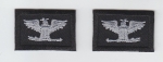 COL Colonel SILVER on BLACK collar patches 1.5" small
